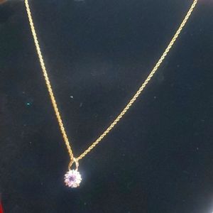 Authentic genuine amethyst pendant with 18 in gold chain
